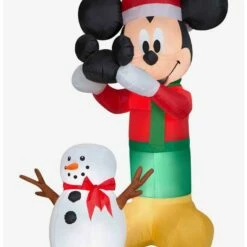 Flash Sale ✔️ Disney Mickey Mouse Putting Hat On Mickey Snowman Animated Airblown 🎉