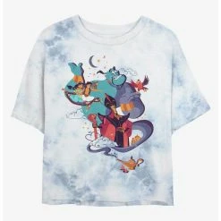 Best Pirce 🧨 Disney Aladdin Magic Sky Tie-Dye Girls Crop T-Shirt ✔️