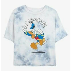 New 🔥 Disney Donald Duck Angry Duck Tie-Dye Girls Crop T-Shirt 😀