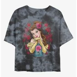 Hot Sale ❤️ Disney Beauty and the Beast Rose Belle Tie-Dye Girls Crop T-Shirt 🔔