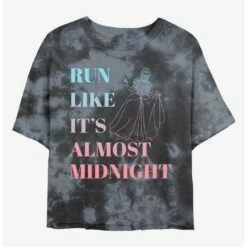 Cheap 💯 Disney Cinderella Run Like It's Almost Midnight Tie-Dye 💯 Girls Crop T-Shirt ⌛