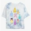 Outlet ✨ Disney Princesses 🔔 Dresses Tie-Dye Girls Crop T-Shirt 🥰