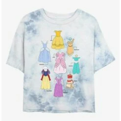 Outlet ✨ Disney Princesses 🔔 Dresses Tie-Dye Girls Crop T-Shirt 🥰