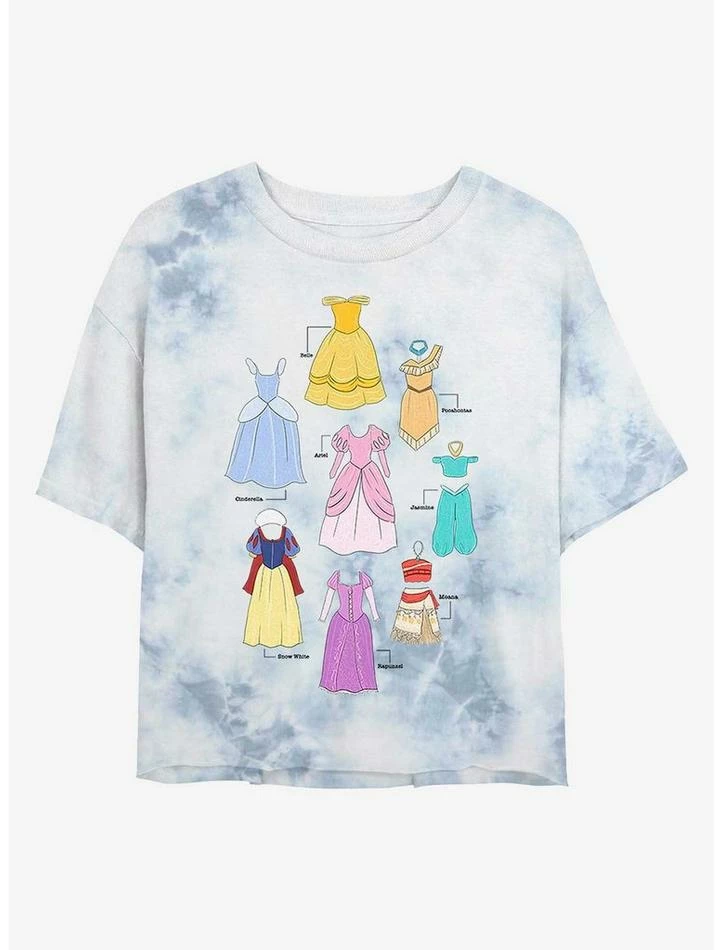Outlet ✨ Disney Princesses 🔔 Dresses Tie-Dye Girls Crop T-Shirt 🥰 1 Outlet ✨ Disney Princesses 🔔 Dresses Tie-Dye Girls Crop T-Shirt 🥰