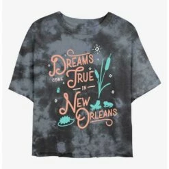 Deals 🥰 Disney Princesses New Orleans Dreams Tie-Dye 👍 Girls Crop T-Shirt ⭐