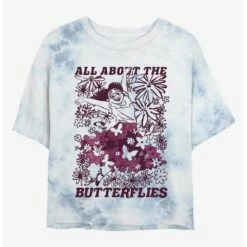 New 🤩 Disney Encanto Mirabel All About Butterflies Tie-Dye Girls Crop T-Shirt 🤩
