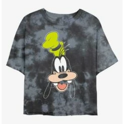 Hot Sale 👍 Disney Goofy Goofy Big Face Tie-Dye Girls Crop T-Shirt ⌛