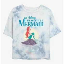 Cheap ✨ Disney The Little Mermaid Above The Sea Tie-Dye ✔️ Girls Crop T-Shirt 😀