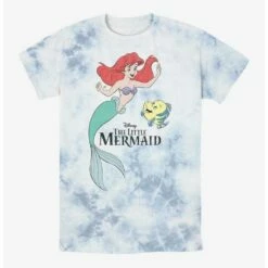 New 😀 Disney The Little Mermaid Ariel and Flounder Tie-Dye T-Shirt 👍