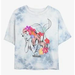 Wholesale 🔥 Disney The Little Mermaid Ariel Hair Tie-Dye Girls Crop T-Shirt ✔️