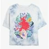 Cheapest 😍 Disney The Little Mermaid Coral Reef Ariel Tie-Dye Girls Crop T-Shirt ✔️