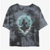 Best Pirce ⭐ Disney The Little Mermaid Mandala Moon Tie-Dye Girls Crop T-Shirt 👏
