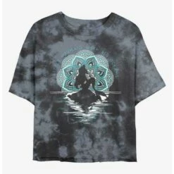 Best Pirce ⭐ Disney The Little Mermaid Mandala Moon Tie-Dye Girls Crop T-Shirt 👏