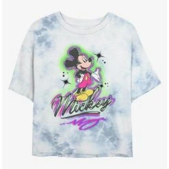 Brand new 🥰 Disney Mickey Mouse Airbrush Mickey Tie-Dye 😀 Girls Crop T-Shirt ❤️