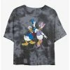 Promo ✔️ Disney Mickey Mouse Big Donald & Daisy Tie-Dye Girls Crop T-Shirt ✨