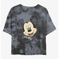 Deals ❤️ Disney Mickey Mouse Big Face Tie-Dye ✨ Girls Crop T-Shirt 🎁