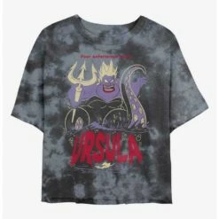 Promo 👍 Disney The Little Mermaid Ursula The Sea Witch Tie-Dye Girls Crop T-Shirt 🎁