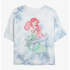 Brand new 🎉 Disney The Little Mermaid Signed Ariel Tie-Dye Girls Crop T-Shirt 🔥