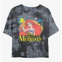 Best deal 💯 Disney The Little Mermaid Sunset Friends Tie-Dye Girls Crop T-Shirt 🧨