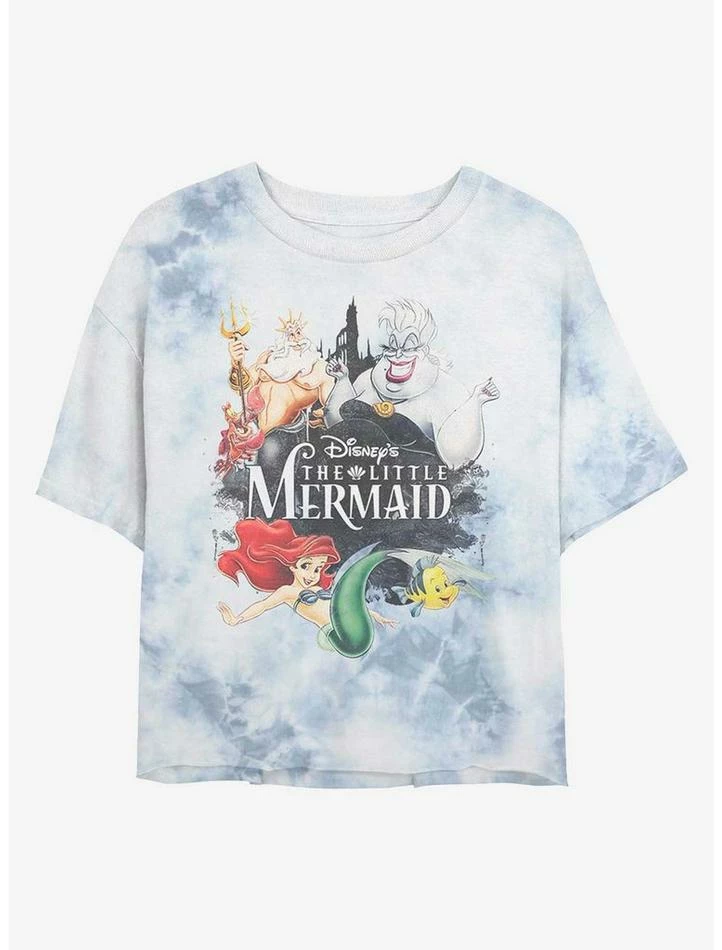 Hot Sale 🤩 Disney The Little Mermaid Watercolor Poster Tie-Dye Girls Crop T-Shirt 🎉 1 Hot Sale 🤩 Disney The Little Mermaid Watercolor Poster Tie-Dye Girls Crop T-Shirt 🎉