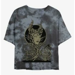 Discount 💯 Disney Maleficent The Gift Tie-Dye Girls Crop T-Shirt 😀