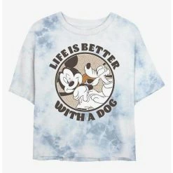 Best Pirce ❤️ Disney Mickey Mouse 🛒 Dog Life Tie-Dye ⭐ Girls Crop T-Shirt ❤️