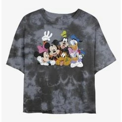 Budget 😀 Disney Mickey Mouse All The Friends Tie-Dye Girls Crop T-Shirt ⌛