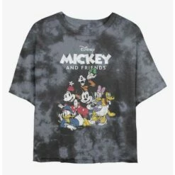 Best Sale 💯 Disney Mickey Mouse Friends Group Tie-Dye Girls Crop T-Shirt ⭐