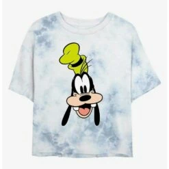 Cheapest ⭐ Disney Mickey Mouse Goofy Big Face Tie-Dye ✨ Girls Crop T-Shirt 👍