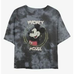 Flash Sale 👏 Disney Mickey Mouse Happy Mickey Tie-Dye Girls Crop T-Shirt ⭐