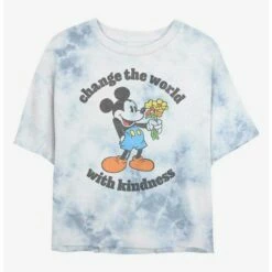 Brand new 😍 Disney Mickey Mouse Kindness Tie-Dye Girls Crop T-Shirt 😀
