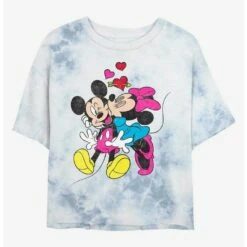 Buy 🔔 Disney Mickey Mouse Loves and Kisses Tie-Dye Girls Crop T-Shirt ⌛