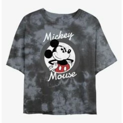 Best Sale ⌛ Disney Mickey Mouse Mickey Badge Tie-Dye 🤩 Girls Crop T-Shirt ⭐