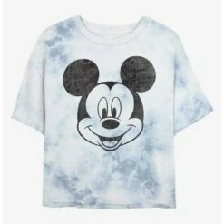 Cheapest 🧨 Disney Mickey Mouse Mickey Face Tie-Dye Girls Crop T-Shirt 🎁