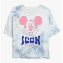 Budget 🤩 Disney Mickey Mouse Mickey Icon Tie-Dye Girls Crop T-Shirt 👍