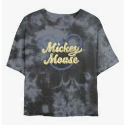 Budget 💯 Disney Mickey Mouse Mickey Script Tie-Dye Girls Crop T-Shirt 😉