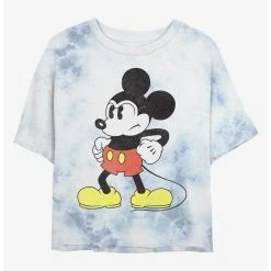 Discount 🔥 Disney Mickey Mouse Mightiest Mouse Tie-Dye Girls Crop T-Shirt 🥰
