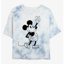 Best Pirce 🥰 Disney Mickey Mouse Peace Out Tie-Dye 👏 Girls Crop T-Shirt ⭐