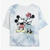 New ✔️ Disney Mickey Mouse Retro Mice Tie-Dye Girls Crop T-Shirt 🔥