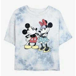 New ✔️ Disney Mickey Mouse Retro Mice Tie-Dye Girls Crop T-Shirt 🔥