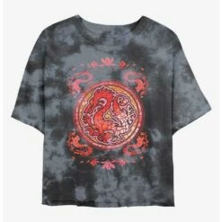 Budget ⭐ Disney Mulan Mushu Dragon Stained Glass Tie-Dye ❤️ Girls Crop T-Shirt ⭐
