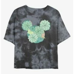 Coupon 💯 Disney Mickey Mouse Succulents Tie-Dye ✔️ Girls Crop T-Shirt ✨