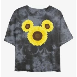 Wholesale ✔️ Disney Mickey Mouse Sunflower Ears Tie-Dye Girls Crop T-Shirt 🤩