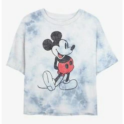Deals ⌛ Disney Mickey Mouse Vintage Classic Tie-Dye 👍 Girls Crop T-Shirt ⌛