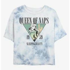 Best Pirce 🌟 Disney Sleeping Beauty Aurora Queen of Naps Tie-Dye Girls Crop T-Shirt 😍