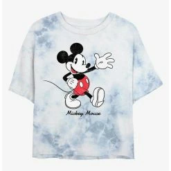 Best Sale 🔔 Disney Mickey Mouse Waving Hi Tie-Dye Girls Crop T-Shirt 🎁