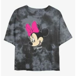 Brand new ❤️ Disney Minnie Mouse Big Face Tie-Dye Girls Crop T-Shirt 🎉