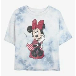 Budget ✨ Disney Minnie Mouse Polka Dot Minnie Tie-Dye Girls Crop T-Shirt 👏