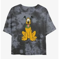 New 🛒 Disney Pluto Traditional Pluto Tie-Dye Girls Crop T-Shirt ❤️