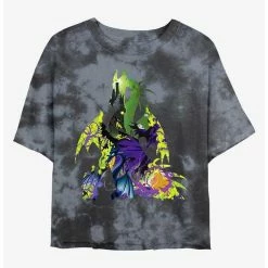Cheapest ✔️ Disney Villains Dragon Form Maleficent Tie-Dye ✨ Girls Crop T-Shirt ✔️